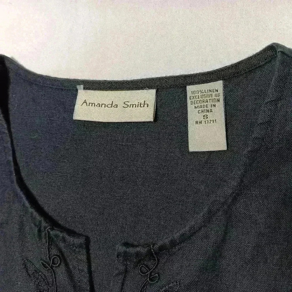 Amanda Smith Pull Over 3/4 sleeve V Neck 💯 Linen Top. Ladies S - Picture 7 of 7